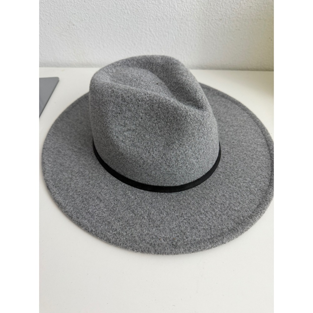 Goodfellow & Co Mens‎ Gray Wide Brim Fedora Hat M/L Faux Leather Band Felt Hat